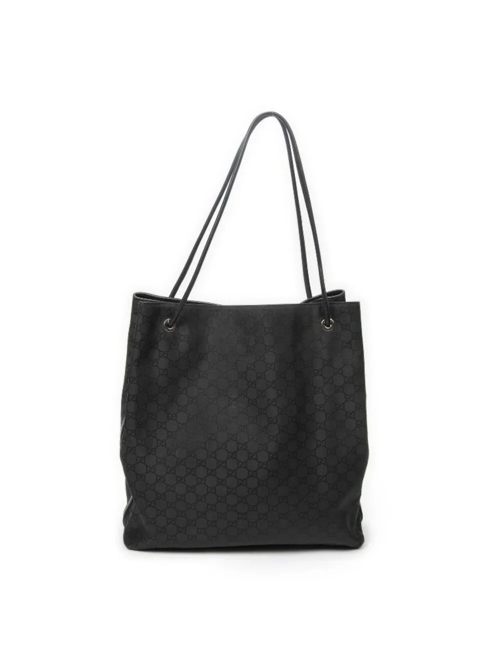 Gucci Drawstring Vertical Tote Black GG Nylon Canvas